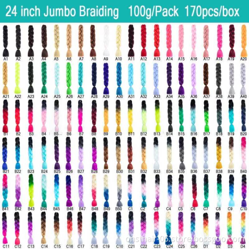 24inch Kanekalons Jumbo Braid Xpression Synthetic Hair For Braiding Extensions Hair Crochet Braids mechesd couleur